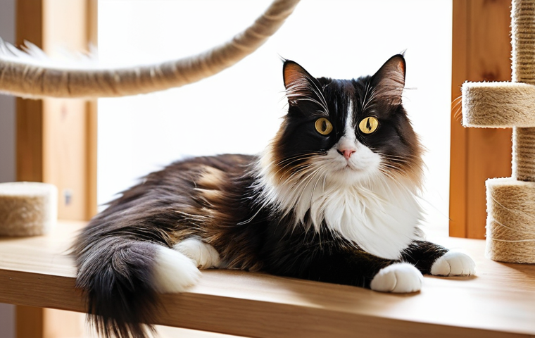 고양이와 겨울나기 - **Prompt 1: A Cozy Winter Cat Haven**
    A domestic shorthair cat, with thick, soft fur, is deeply ...