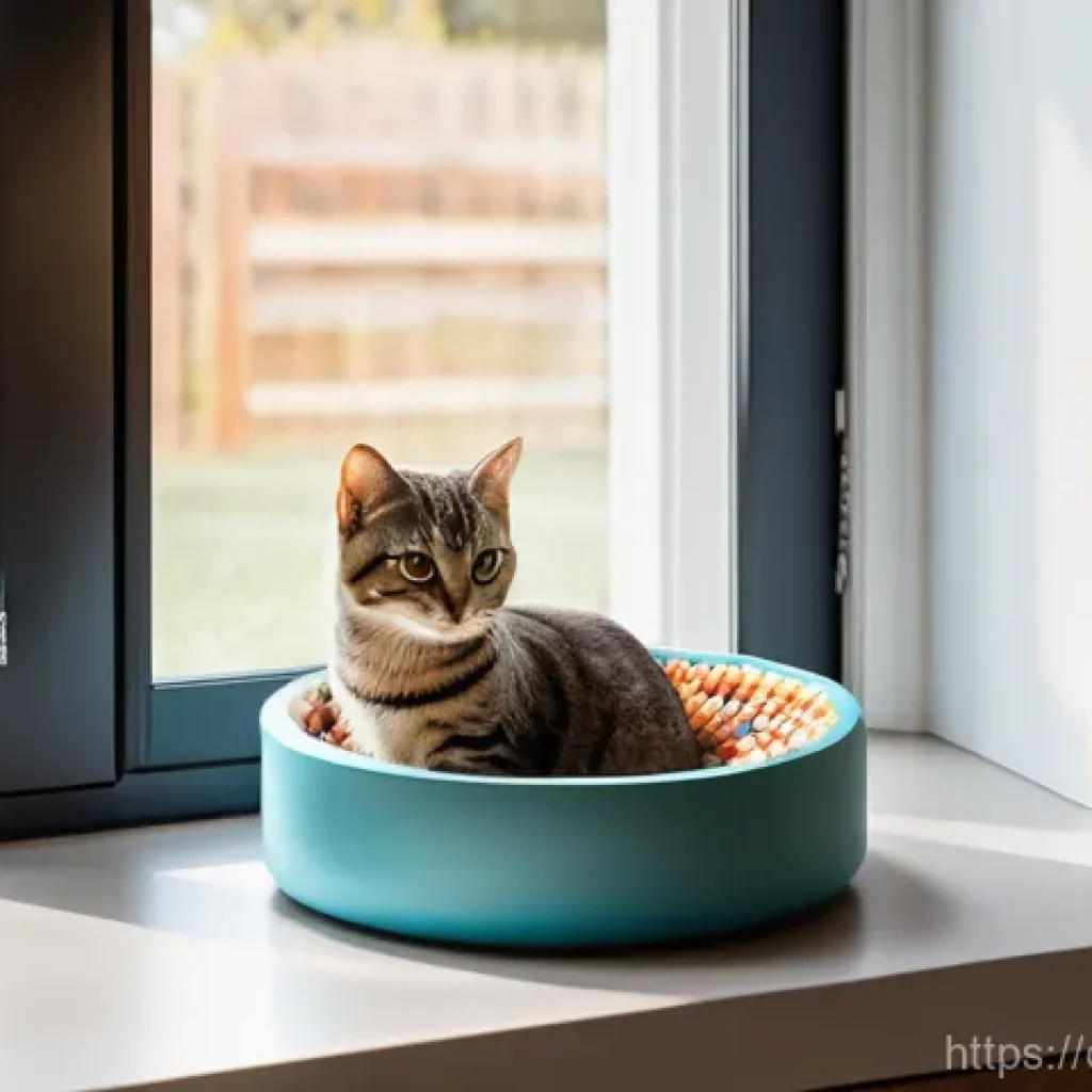 고양이 집사 체크리스트 - **Prompt:** A cozy and inviting living room setting, meticulously prepared for a new cat. Focus on a...