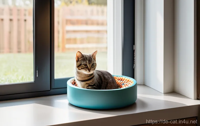 고양이 집사 체크리스트 - **Prompt:** A cozy and inviting living room setting, meticulously prepared for a new cat. Focus on a...