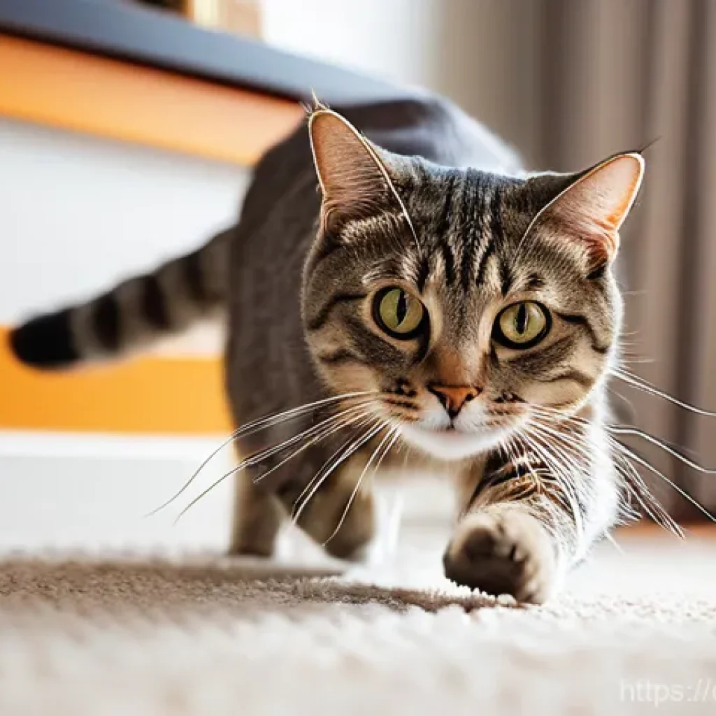 고양이와 놀아주는 방법 - **Prompt for Engaging Play and Hunting Instinct:**
    "A sleek, short-haired tabby cat, caught mid-...