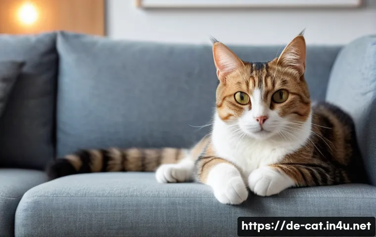 고양이 스트레스 테스트 - **Prompt:** A domestic shorthair cat with soft, tabby fur is partially hidden under a modern, grey s...