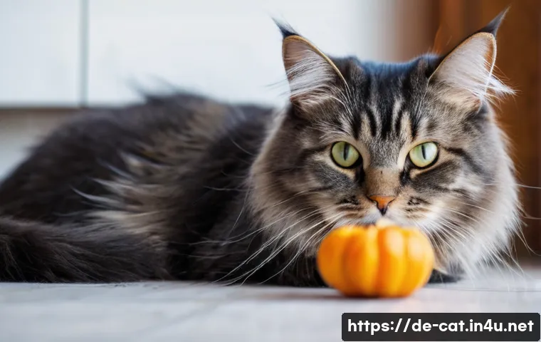 고양이 간식 만들기 - **Prompt:** A cozy, close-up shot of a fluffy domestic cat, with bright, curious eyes and glossy fur...