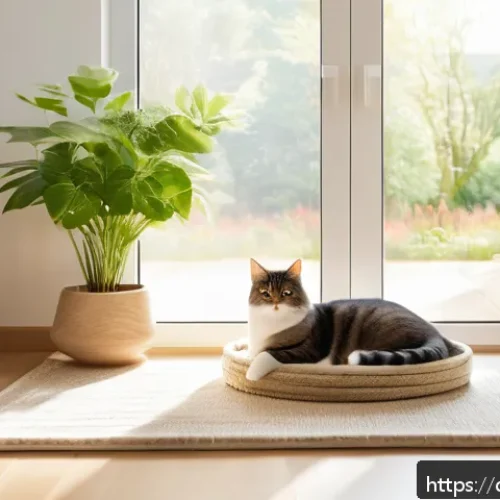 고양이와 함께 사는 집 꾸미기 - A modern, cozy cat corner in a bright living room with natural materials: a tall wooden cat tree wra...